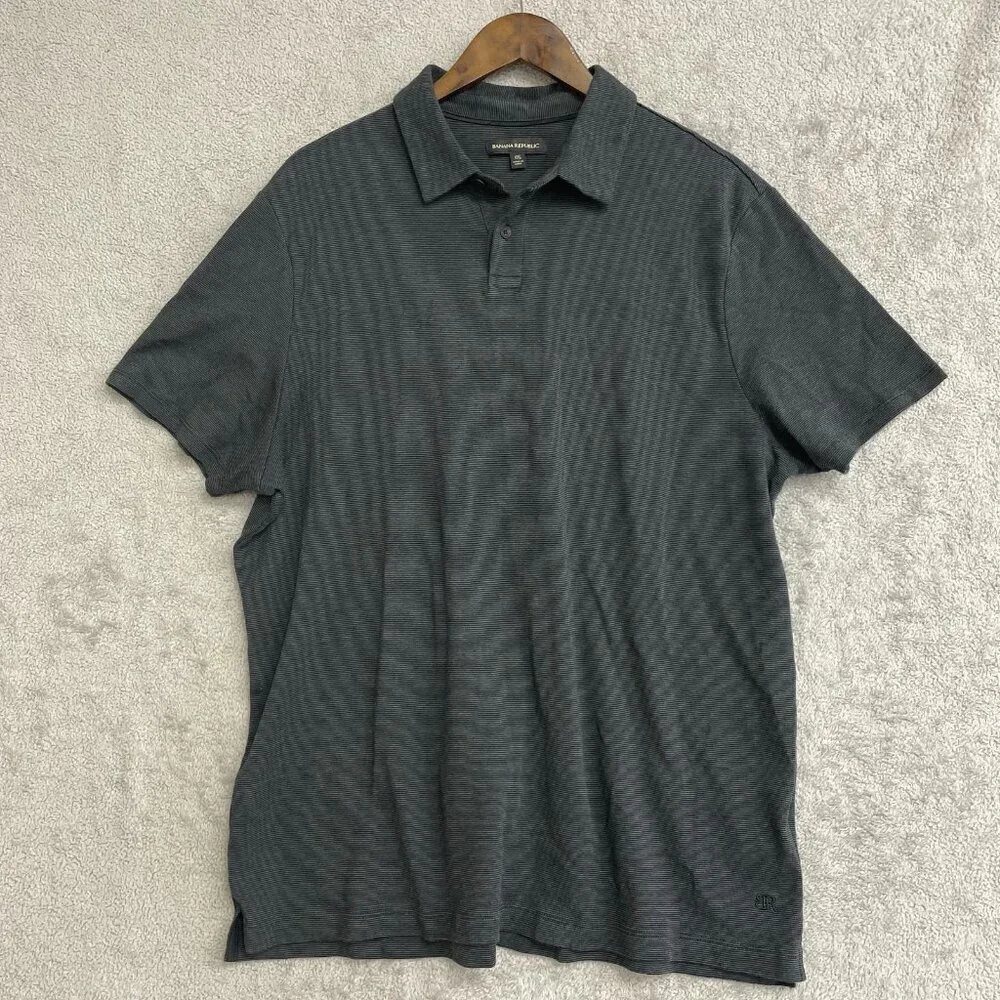 NWOT Banana Republic Men's XXL Polo Shirt Striped Short Sleeve Cotton Stretch
